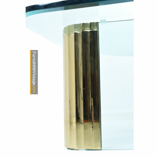Leon Rosen Pace Collection Scalloped Brass Glass Coffee Table
