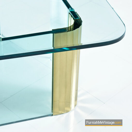 Leon Rosen Pace Collection Scalloped Brass Glass Coffee Table