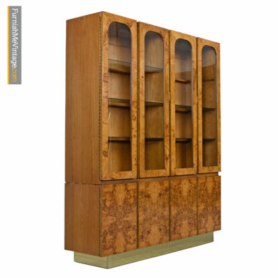 Hollywood Regency Burl Maple Milo Baughman Style China Hutch