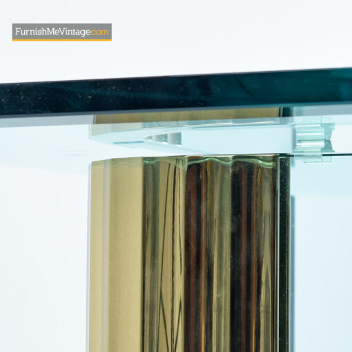 Leon Rosen Pace Collection Scalloped Brass Glass Coffee Table