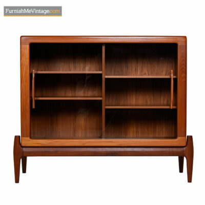 Teak Display Cabinet Hutch Bookcase With Carved Danish Teak Pulls