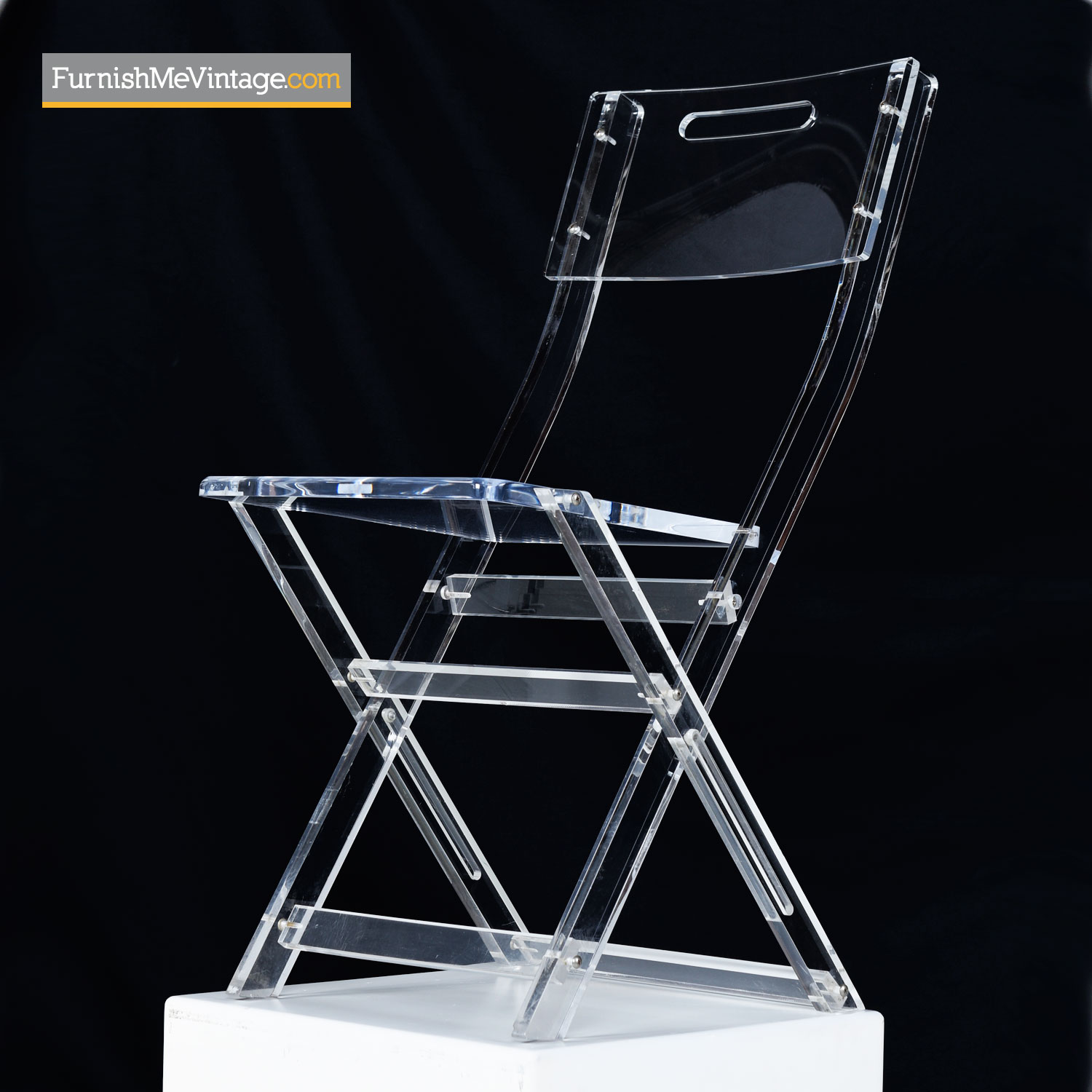 Lucite Folding Chair Set - Mid Century Modern Solid Acrylic