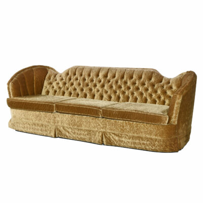 Hollywood Regency Art Deco Sofa - Mint Condition Bronze Gold Velour Tufted Fanned Shell