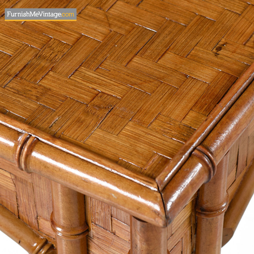 Rattan Dining Table Parsons Style Rattan Basket Weave