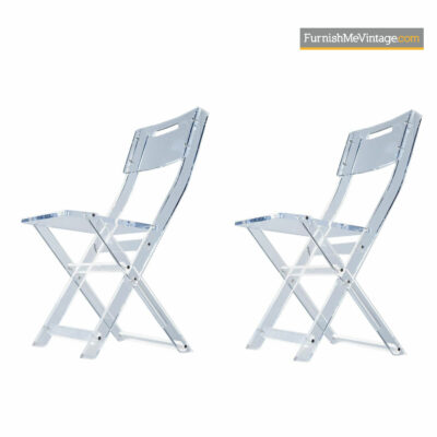 Philippe Starck Style Lucite Folding Chair Set - Mid Century Modern Solid Acrylic
