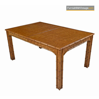 Rattan Dining Table - Parsons Style Rattan Basket Weave