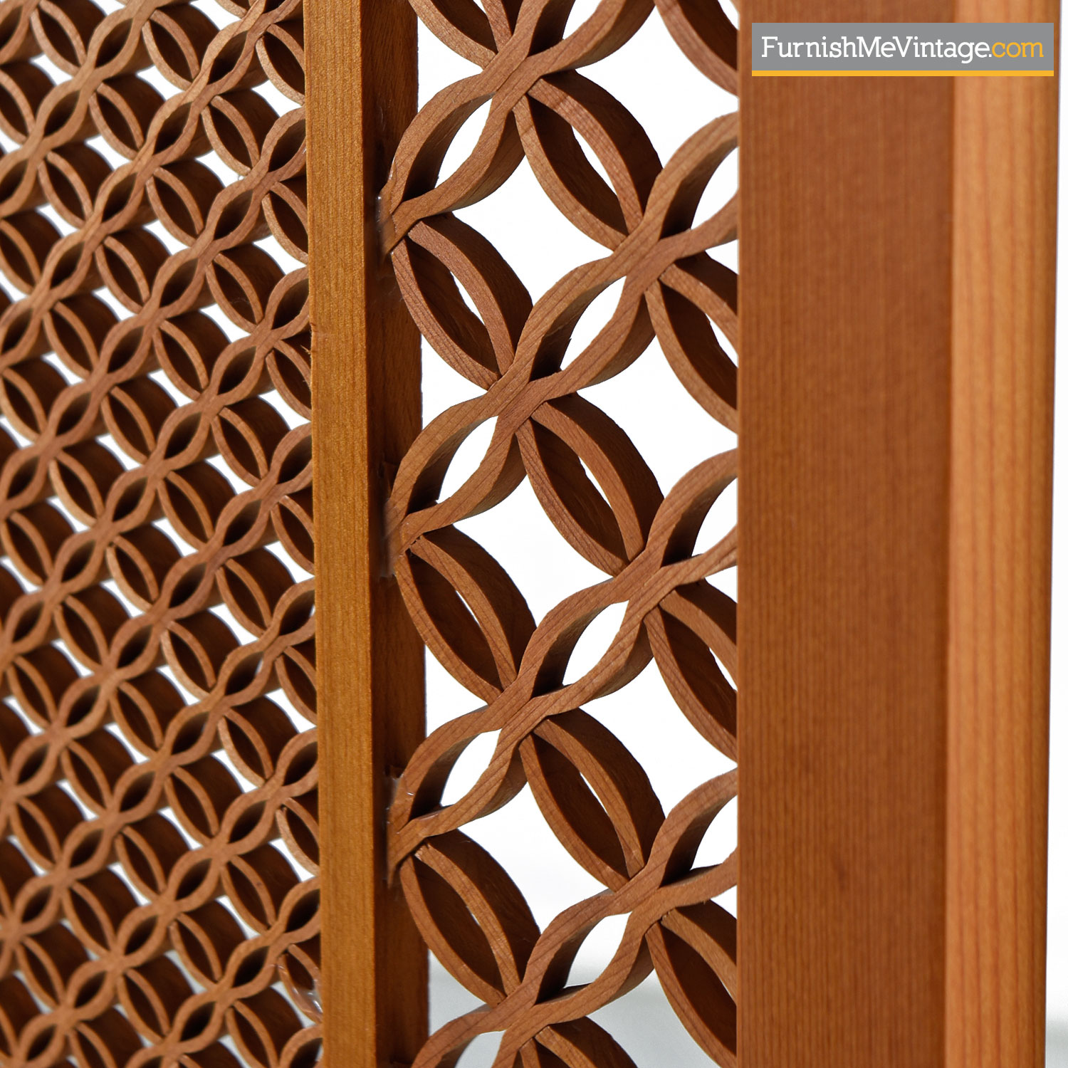 Teak Screen MidCentury Five Panel Folding Room Divider