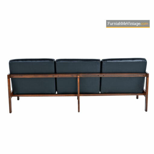 Leather Sofa Couch With Button Tufted Backs - Mid-Century Modern