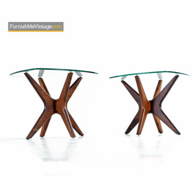 Craft Associates Adrian Pearsall Jacks End Table Set - Walnut & Glass