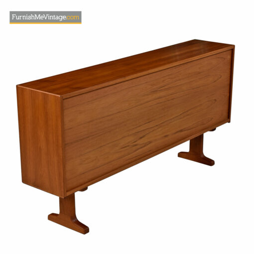 Danish Teak Console Bookcase Display Cabinet With Smoked Glass