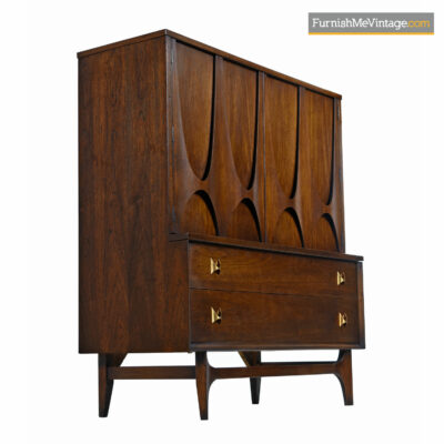 Walnut Brasilia Gentlemans Dresser Chest by Oscar Niemeyer For Broyhill