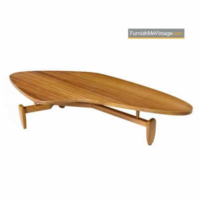 John Keal Outrigger Mahogany Biomorphic Boomerang Coffee Table for Brown-Saltman
