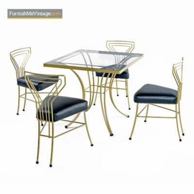 Deco Modern Patio Dinette - Salterini Style Gilt Metal & Glass