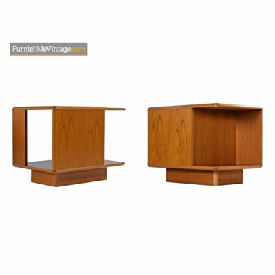 Danish Teak Nightstands With Bookshelf Storage by Sannemann