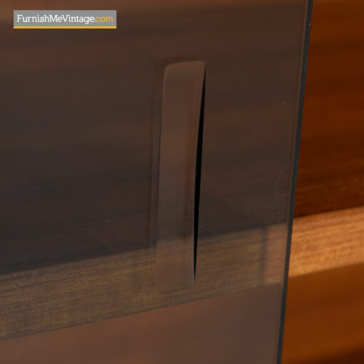 Danish Teak Console Bookcase Display Cabinet With Smoked Glass