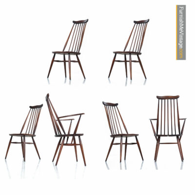 Lucian Ercolani Ercol Windsor Dining Chairs - English Mid-Century Spindle Back Set of 6
