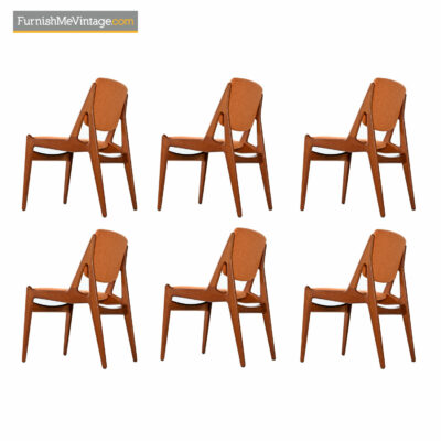 Ella Dining Chairs - Solid Teak Swivel Back Danish Modern Arne Vodder