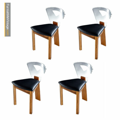 lucite back zebra wood chairs