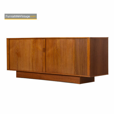 teak tambour media cabinet credenza
