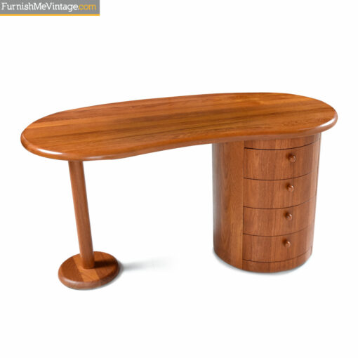 art deco curved teak desk