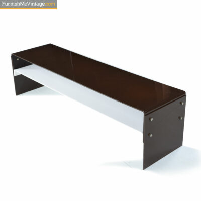 brown acrylic mid century coffee table