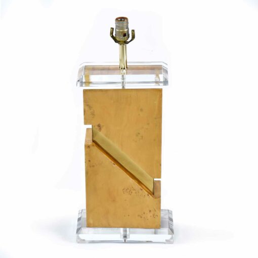 Vintage Nineteen-Laties Lucite burl and gold table lamp