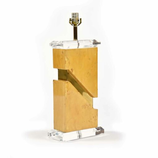Vintage 1970s Nineteen-Laties Lucite burl and gold table lamp
