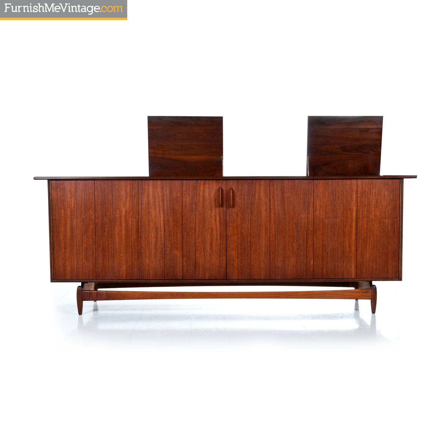 Jens Risom Style Mid Century Modern Walnut Hi Fi Cabinet Media