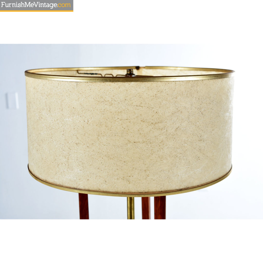 Sculpted Walnut with Brass Rod Danish Inspired MidCentury Modern Lamp