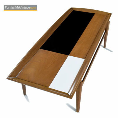 Walnut, black and white mid-century modern coffee table