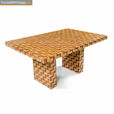 vintage parsons table wicker rattan