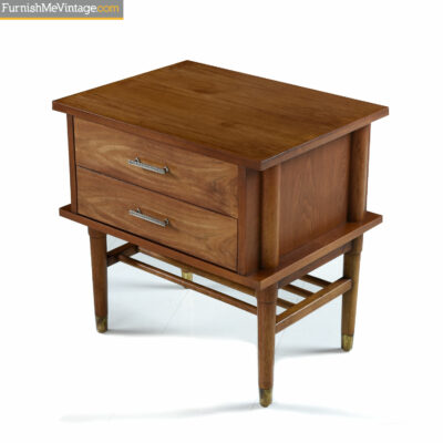 walnut brass mid century modern nightstand