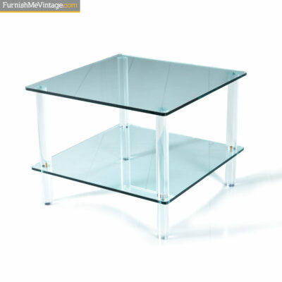 double shelf lucite glass table