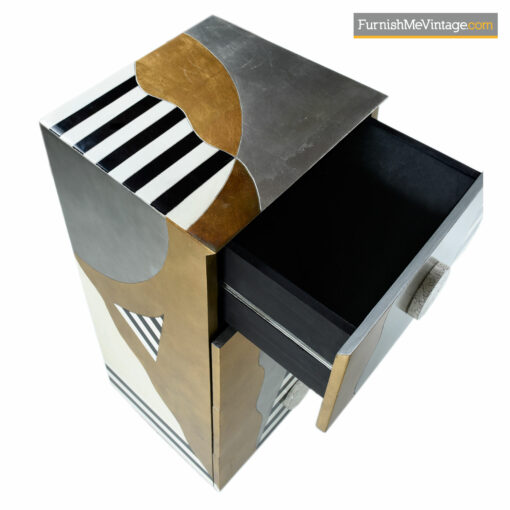 gold silver foil memphis dresser