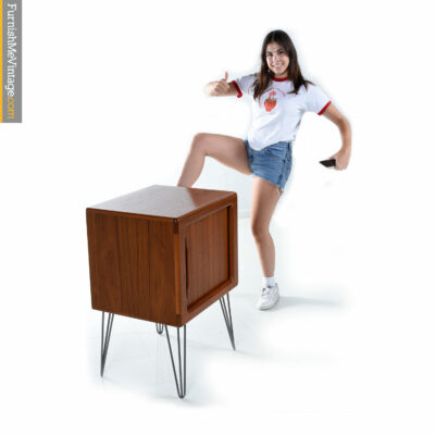 teak hairpin nightstand