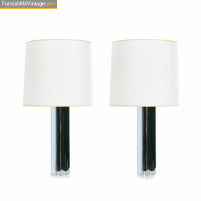 Chrome Artemide small cylinder table lamps