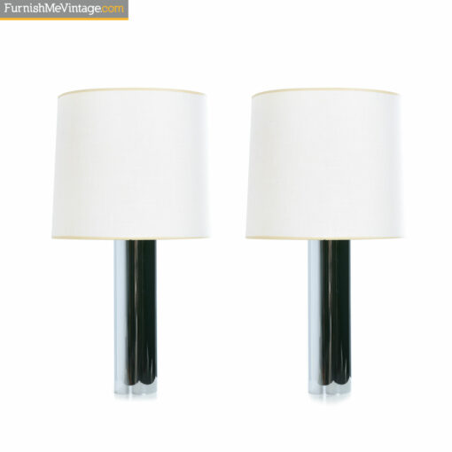 Chrome Artemide small cylinder table lamps