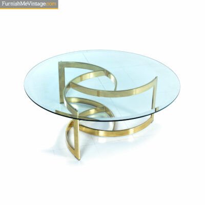 circular brass glass coffee table
