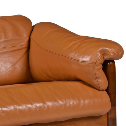 Overstuffed leather Danish loveseat sofa Mikael Laursen