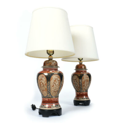 Pair of vintage Chinese porcelain urn lamps