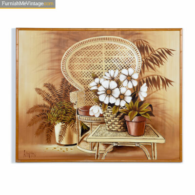 rattan peacock chair painting