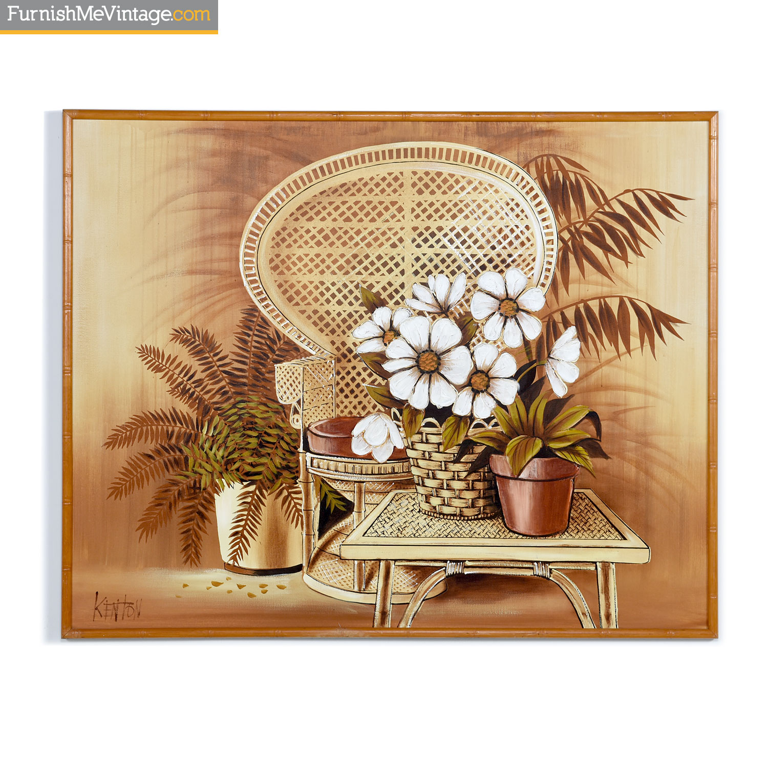 kenton wicker peacock chair and table painting in faux bamboo frame