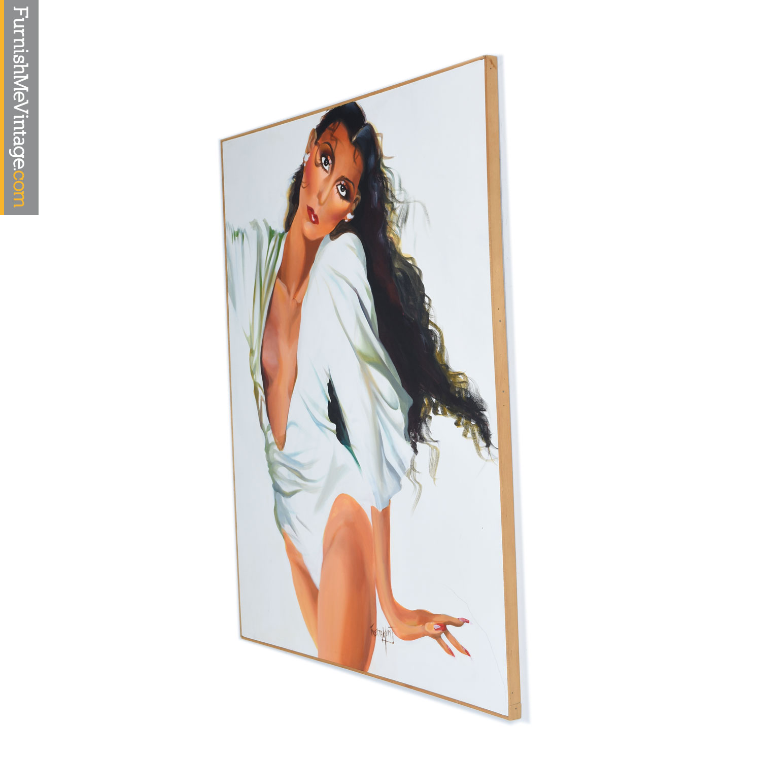 Cher Portrait Painting in White Bodysuit by Freda Hunt