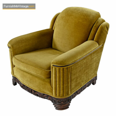 art deco mahogany club chair