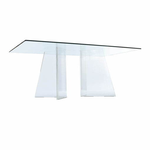 Dining table with acrylic pedestal base