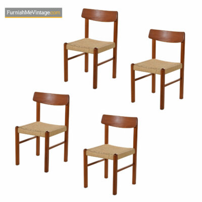 danish modern teak rope chairs