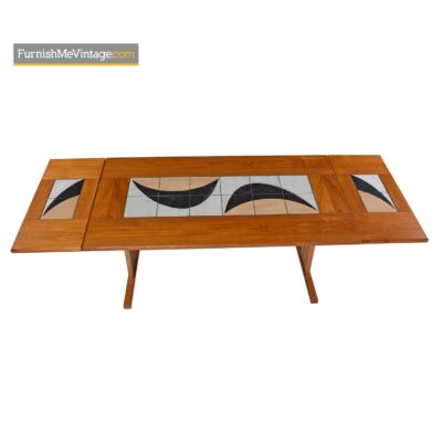 danish teak tile top dining table