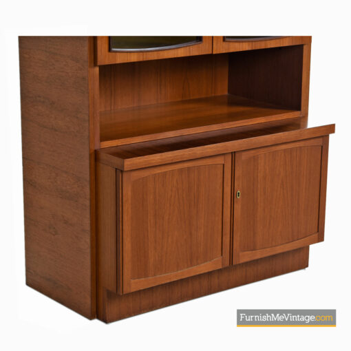 glass door modern teak hutch