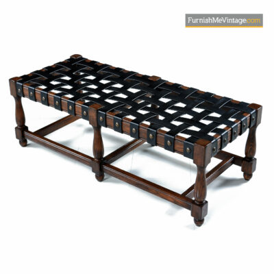 gothic black leather strap bench