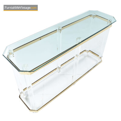 lucite acrylic brass console table